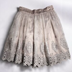 Bebe Embroidered Circle Skirt Size 4 Lace Overlay Ballet Fairy Cottagecore NWT